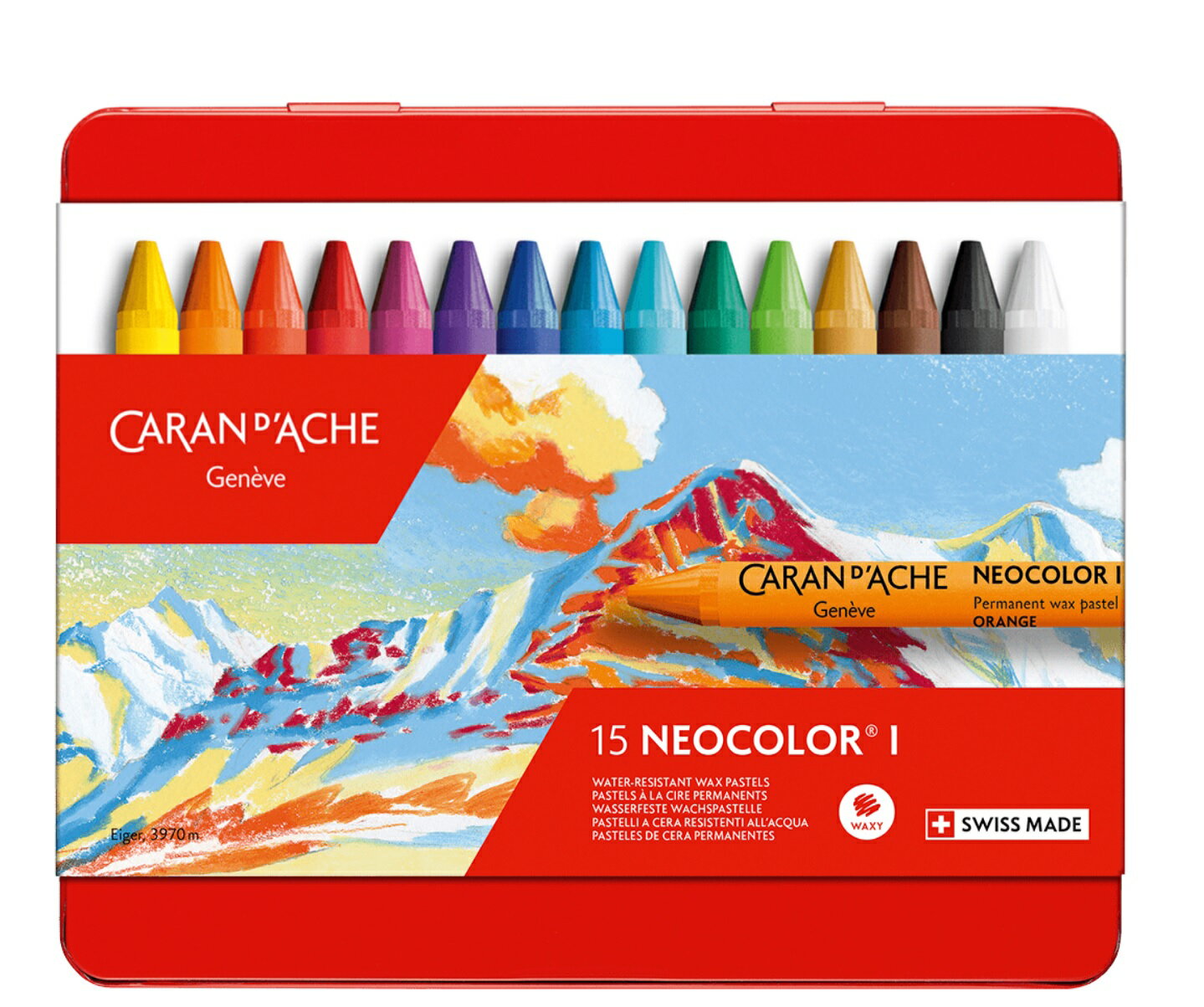 瑞士 CARAN D'ACHE 卡達 NEOCOLOR™ I專業級油性蠟筆 15色 7000.315【領券滿額再折千8/31止】