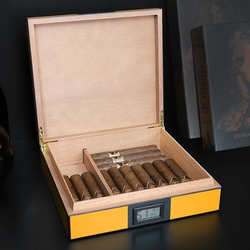 保濕盒 雪松木保濕盒 雪茄盒 實木煙盒 高顏值男朋友專屬密封光面碳纖維盒 子