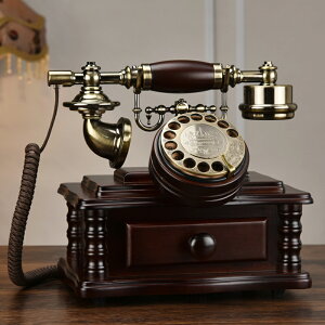 仿古電話機歐式復古實木固話座機轉盤老式家庭座機無線插卡電話 小山好物嚴選