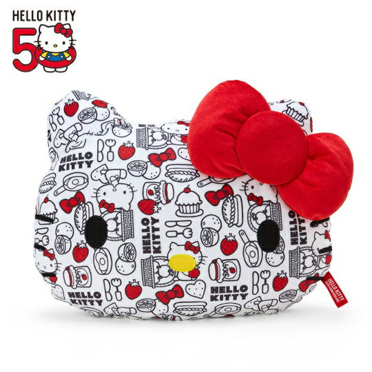 【震撼精品百貨】Hello Kitty 凱蒂貓~日本SANRIO三麗鷗 KITTY50週年絨毛抱枕-黑紅*58070