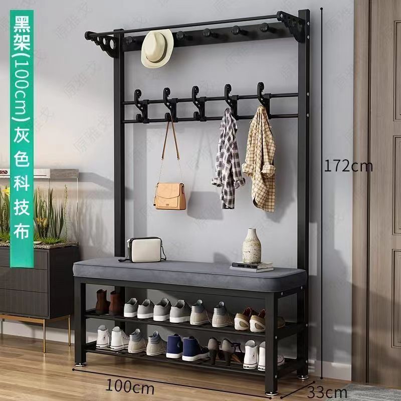 開立發票 免運 公司貨 落地衣架 衣架 服裝店展示架 可移動掛衣桿 服裝店 展示架 衣帽掛架 多功能家用輕奢換鞋凳衣帽架玄關置物架落地立式加厚門口可坐新款