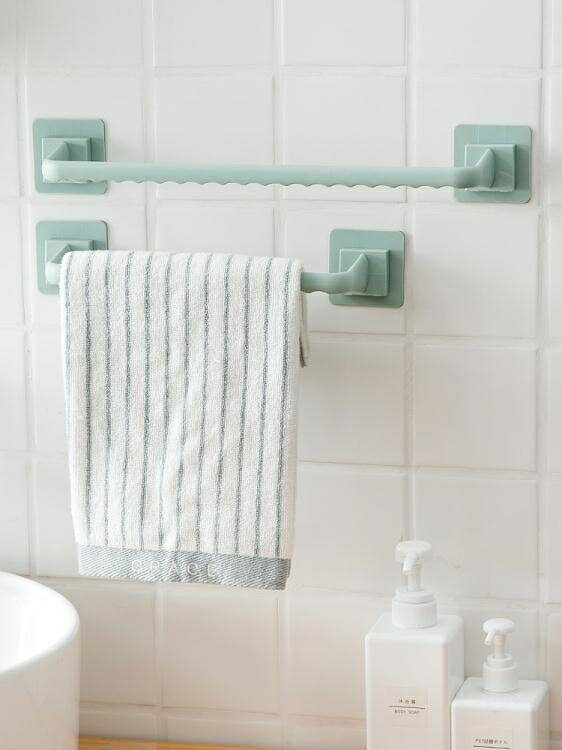 浴室置物架 3個裝 衛生間毛巾架免打孔吸盤廁所單桿掛毛巾桿浴巾浴室置物架子