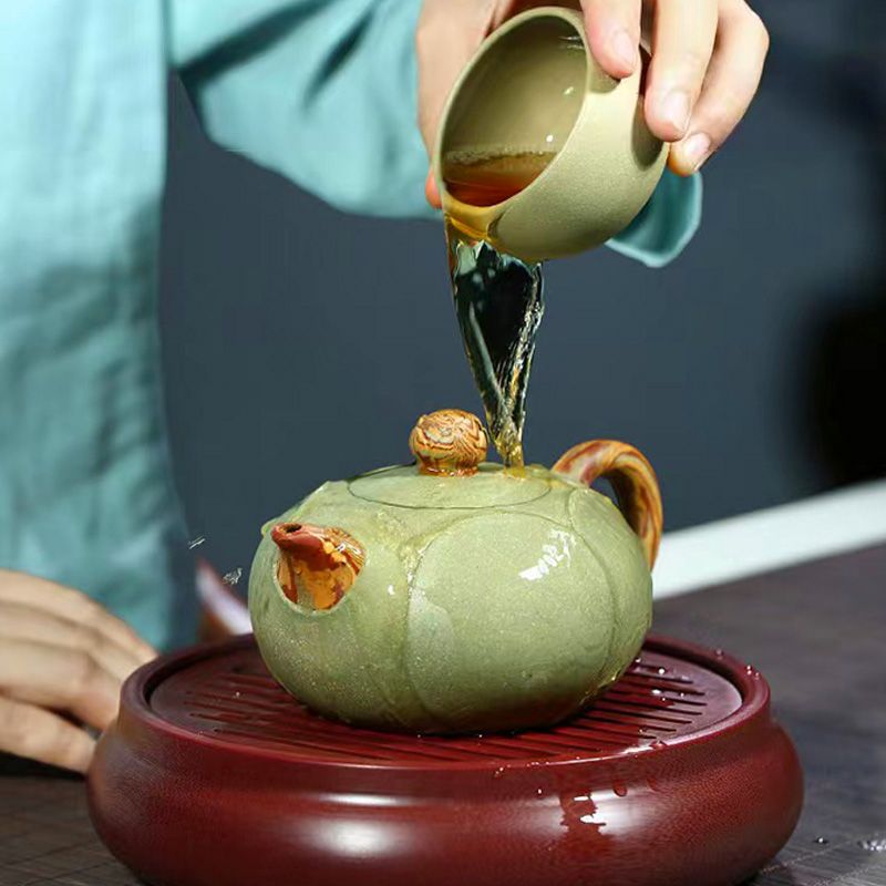 工廠直銷 免運 茶壺 紫砂壺 壺魅正宗紫砂壺宜興名家純手工泡茶壺家用功夫茶具套裝豆青砂清蓮特惠/可開發票Z1017 7