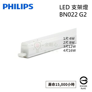 ☼金順心☼PHILIPS 飛利浦 LED 支架燈 BN022 G2 易省 支架燈 間接照明 串接燈 層板燈 1呎 4呎