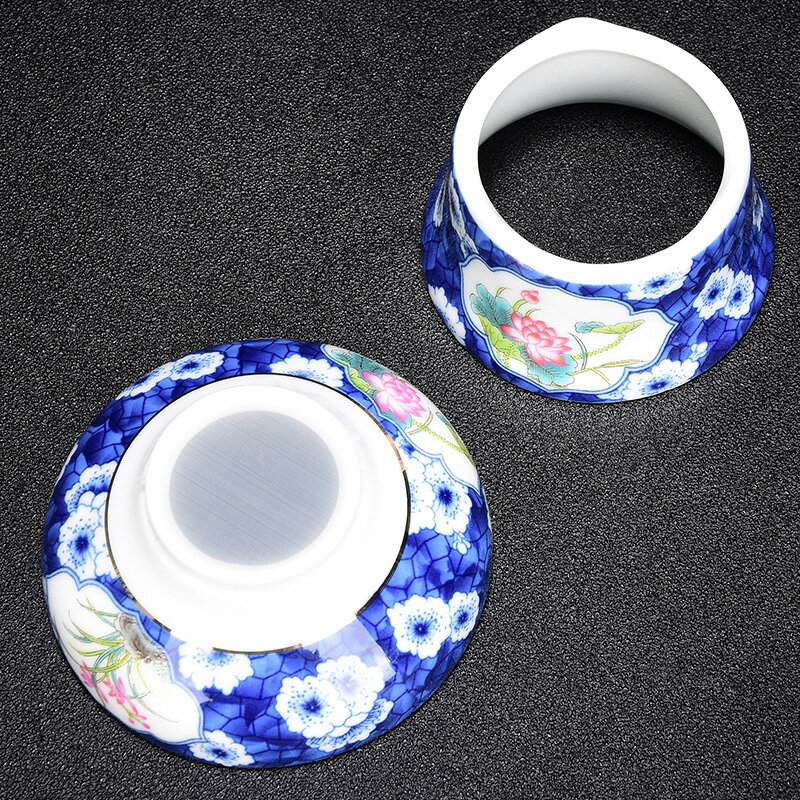 琺瑯彩茶漏陶瓷創意茶葉過濾網泡茶器茶濾器架青花瓷茶具茶道配件1入