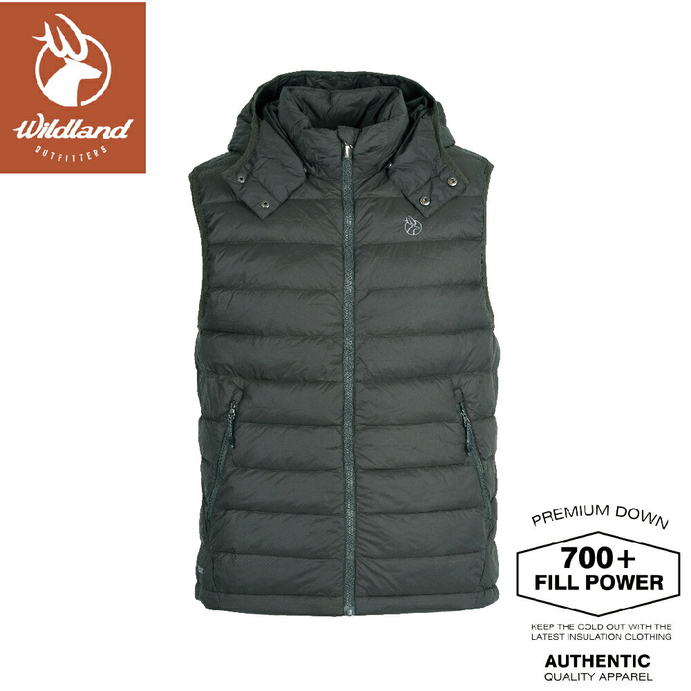 【Wildland 荒野 男 700FP可拆帽輕暖羽絨背心《鼠尾草綠》】0B22172/保暖背心/機能背心