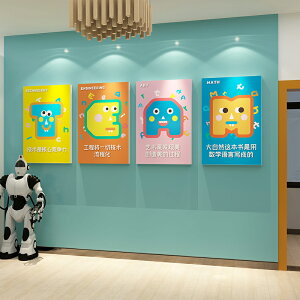 幼兒園墻面裝飾機器人教室編程科學區少兒培訓機構文化布置貼紙畫