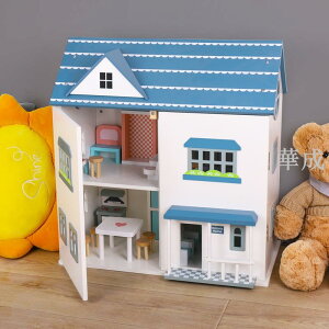 新品美式別墅兒童木製過家家親子仿真別墅木質玩具仿真傢俱娃娃屋