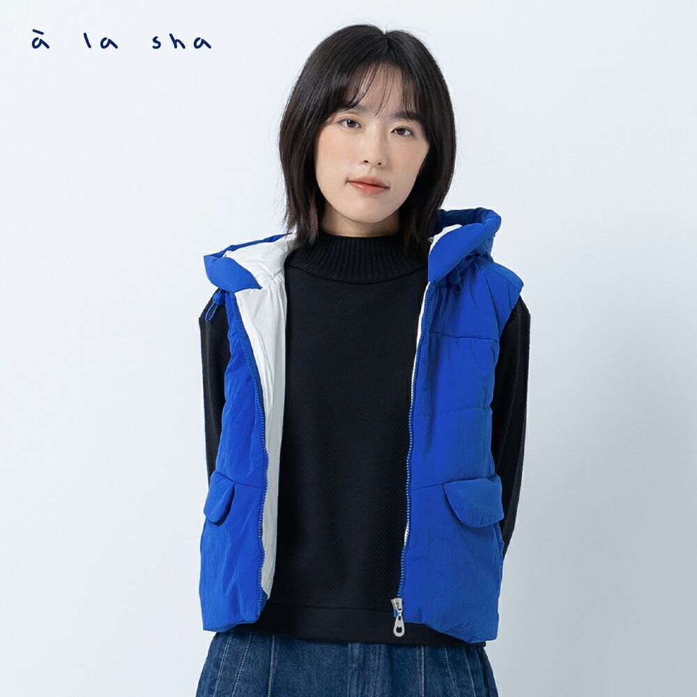 a la sha 撞色阿財鋪棉背心 1