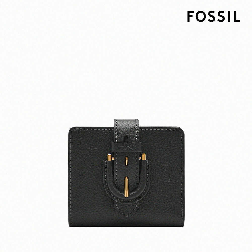 送禮首選★FOSSIL Harwell 真皮馬鞍釦短夾-黑色 SL10029001【美國時尚品牌】 附防塵袋+提袋【全館滿額折價★FOSSIL全系列包夾送美妝蛋】