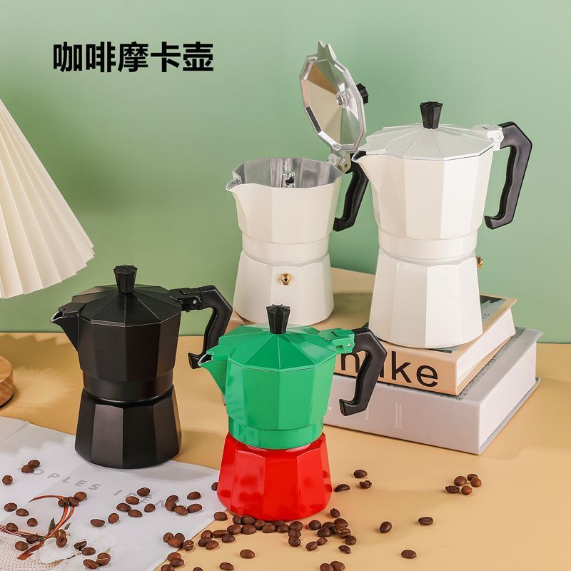 咖啡壺加厚鋁制八角壺手沖咖啡意式摩卡壺冷萃取壺煮咖啡濃縮家用-創美