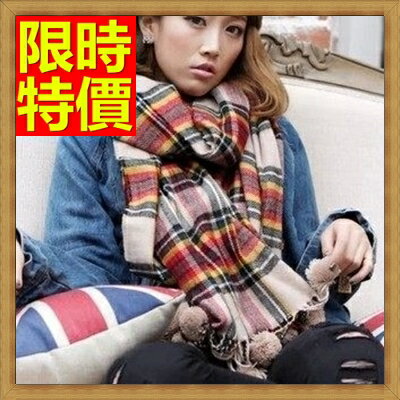 羊毛披肩 圍巾-時尚英倫格子球球毛線加厚女斗篷63ag41【獨家進口】【米蘭精品】