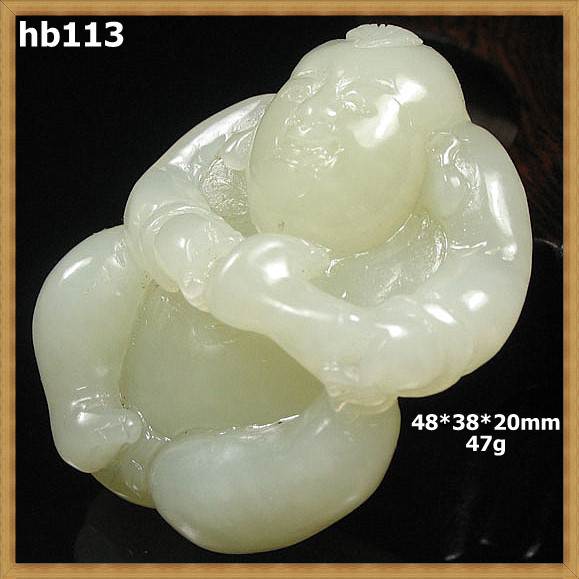和闐白玉 籽料羊脂白玉 和闐玉 童子把件-開運避邪投資增值【附鑑定書】【奇珍館】hb113