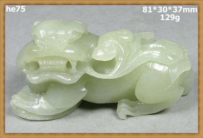 羊脂白玉 籽料和闐玉 和闐白玉 名家精雕貔貅天祿把件(非A貨退錢)-開運避邪投資增值【附鑑定書】【奇珍館】he75