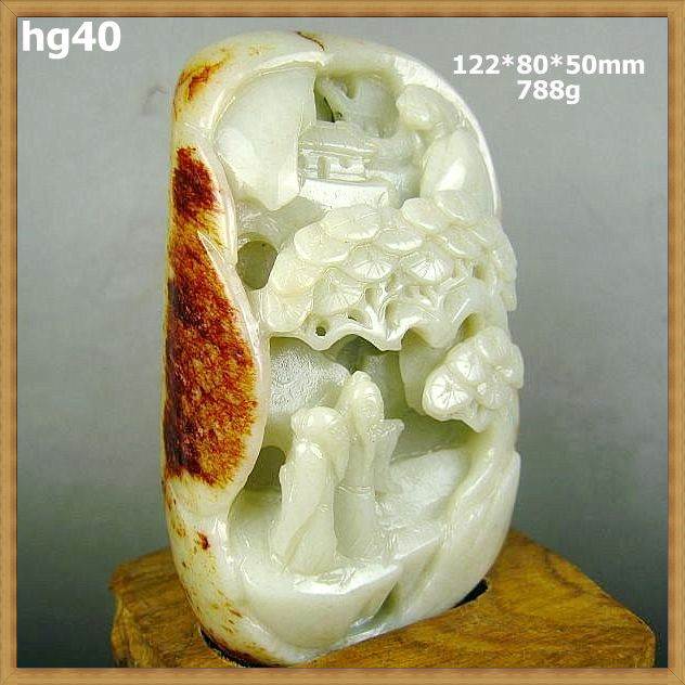 羊脂白玉 帶皮籽料名家精雕松下會友擺件(非A貨退錢)-開運避邪投資增值【附鑑定書】【奇珍館】hg40