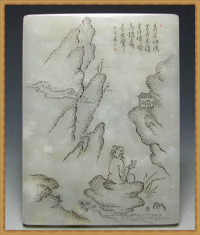 和闐白玉 籽料和闐玉 名家精雕遺愛寺白居易擺件擺飾(非A貨退錢)-開運避邪投資增值【附鑑定書】【奇珍館】hk24 1