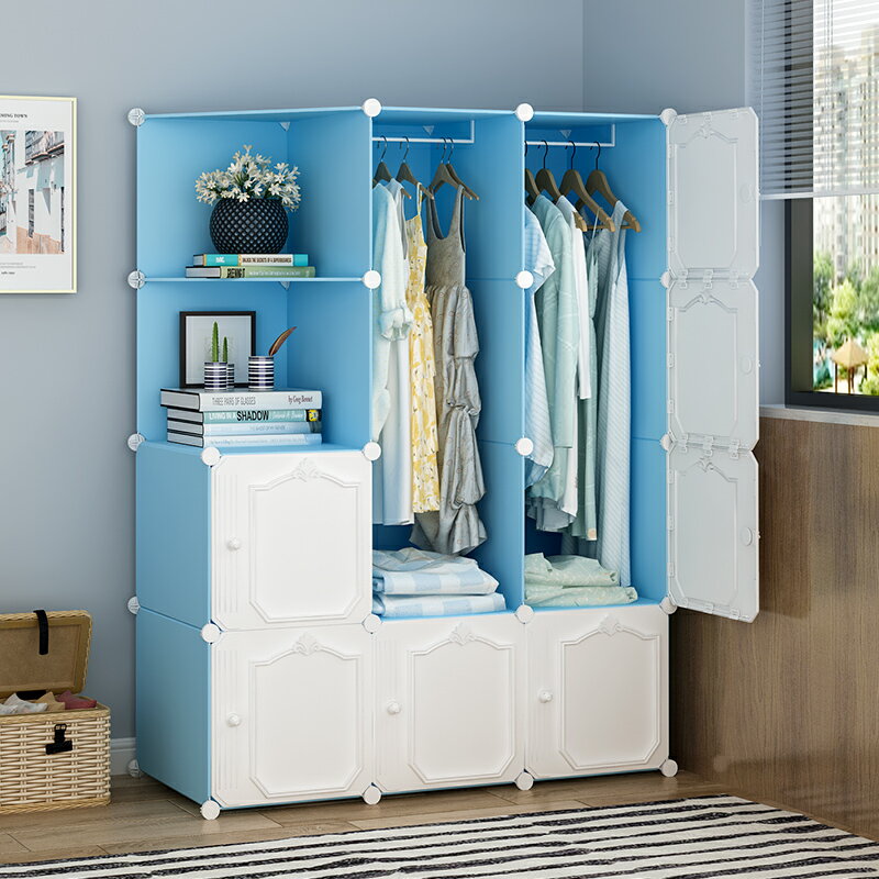 簡易衣柜小戶型家用臥室出租房儲物柜收納柜子塑料布衣櫥現代簡約
