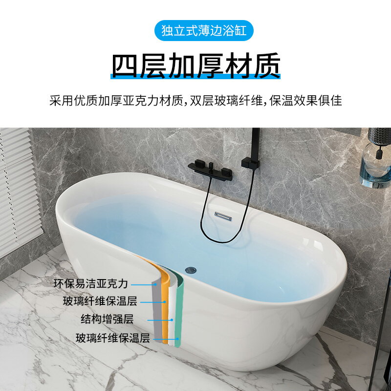 優購生活~原廠正品家用橢圓形無縫獨立式亞克力浴缸K-25664T歐式小戶型浴盆亞克力浴缸 衛浴浴盆 沐浴桶 浴桶 泡泡浴 泡澡桶 亞克力浴缸 保溫小缸
