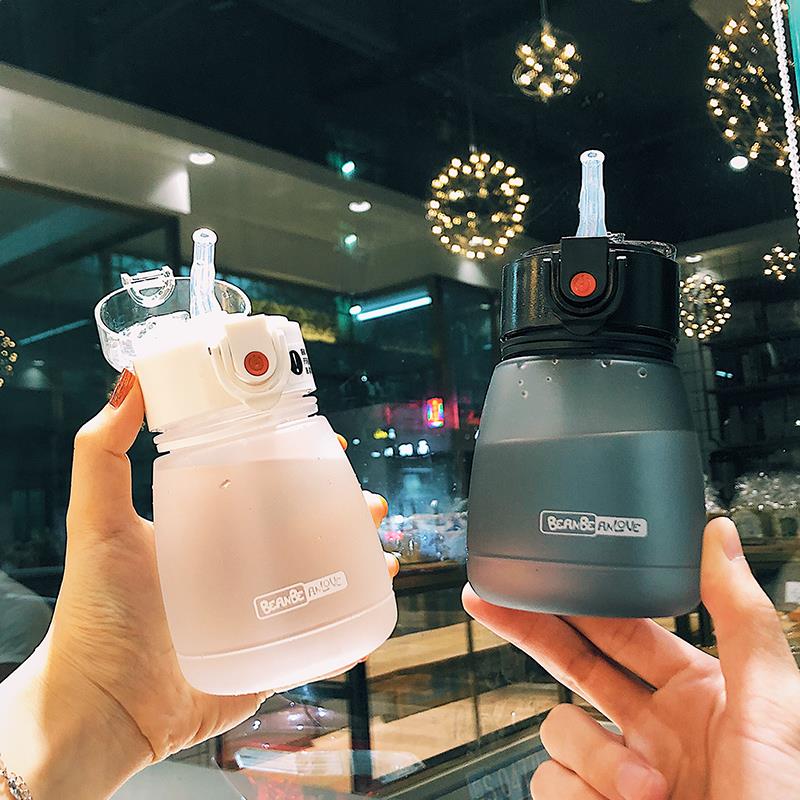 簡約磨砂水杯ins風塑膠吸管水瓶大人少女韓國可愛兒童矽膠隨手杯