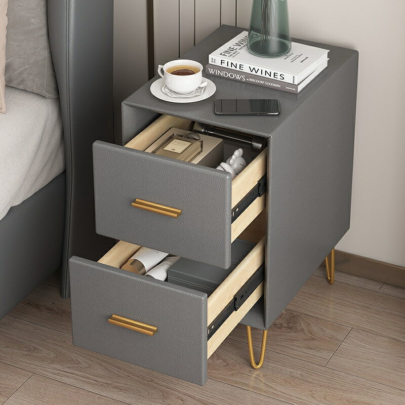 床頭柜小型30cm現代簡約網紅床邊柜子儲物柜一體家用美式輕奢臥室