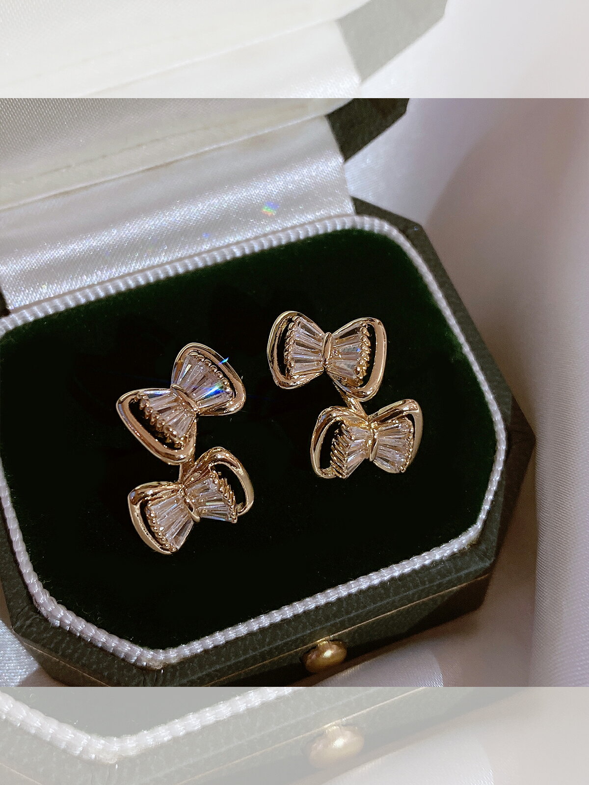 塔蘭雙蝴蝶925銀針耳釘年新款潮時尚精致網紅鋯石耳飾高級感