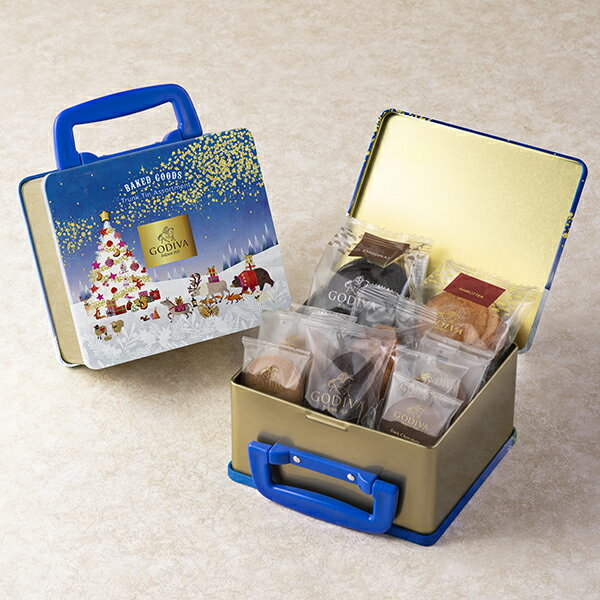 日本限定2023限量版 GODIVA 耶誕星空燙金星星聖誕節巧克力禮盒珠寶盒北歐城鎮星空旅行手提罐鐵盒