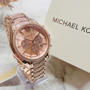 美國百分百【Michael Kors】手錶 MK6730 配件 MK 女錶 三眼計時 不鏽鋼 水鑽 粉紅玫瑰金 BE31