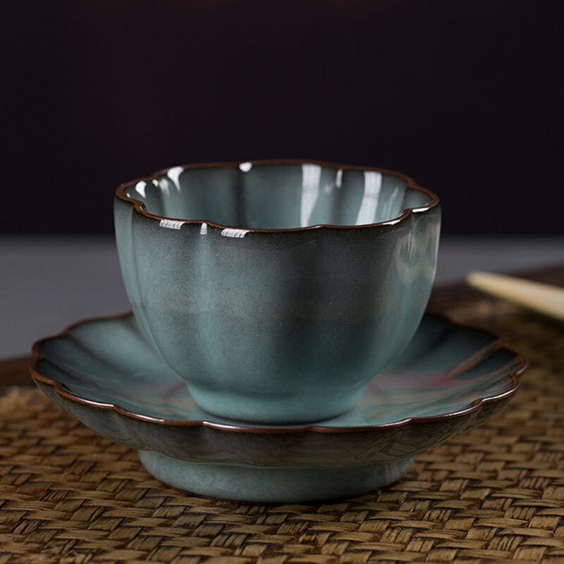 龍泉青瓷主人杯單杯茶碗品茗杯功夫茶具茶杯陶瓷個人茶盞套裝帶托