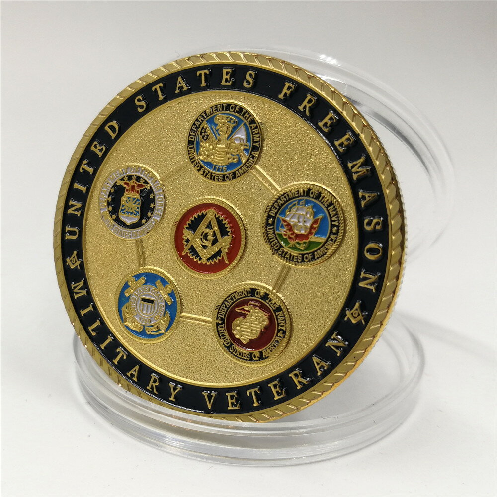 美國軍隊共濟會會員徽章紀念章兄弟會友情紀念幣軍迷硬幣收藏品