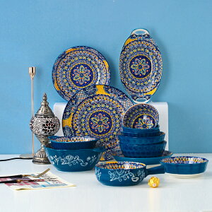 沙拉碗陶瓷碗家用單個波西米亞陶瓷飯碗個性創意湯碗餐具套裝吃飯