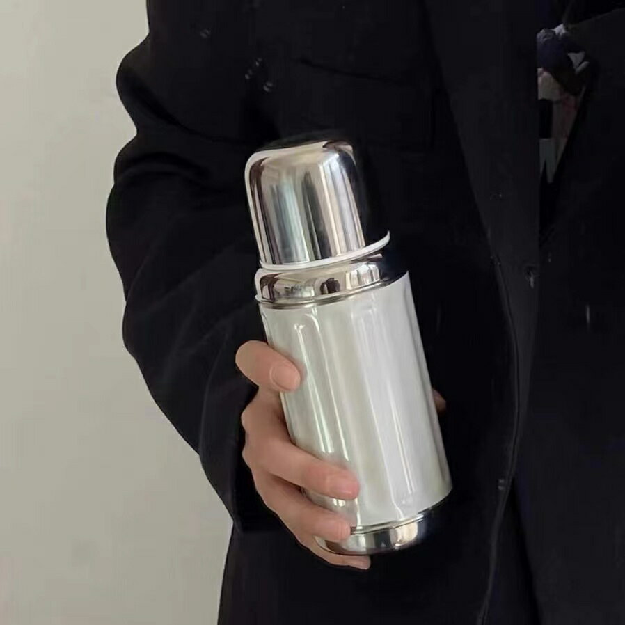 復古保溫杯 AKS單手開蓋一鍵彈開304不銹鋼局長老幹部送自帶茶杯
