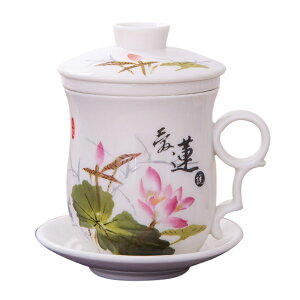 景德鎮陶瓷茶杯茶水分離復古過濾茶杯套裝家用帶蓋內膽辦公大容量