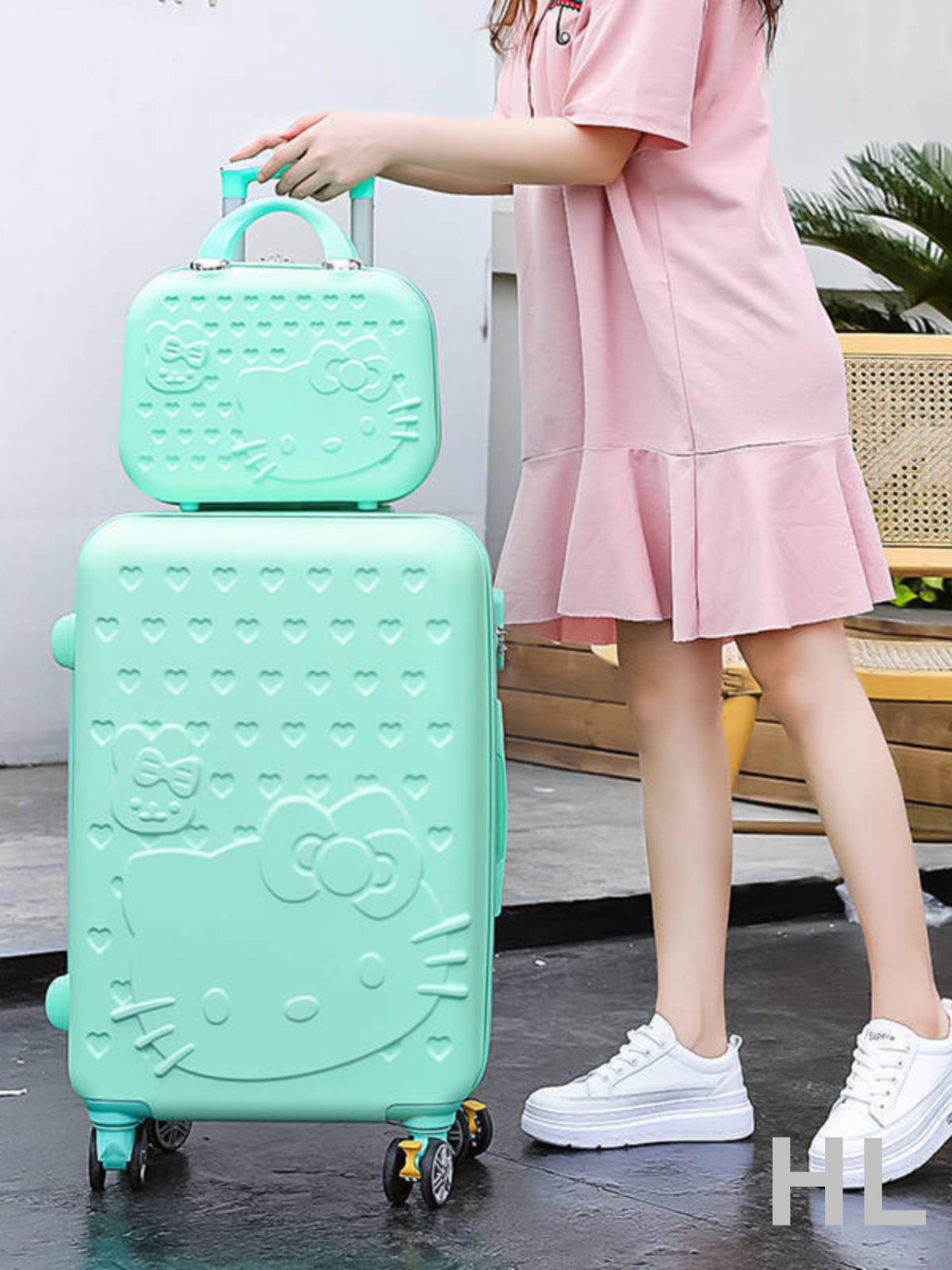 HL 可愛行李箱女韓版小清新拉桿箱兒童旅行箱皮箱24寸學生密碼箱子母