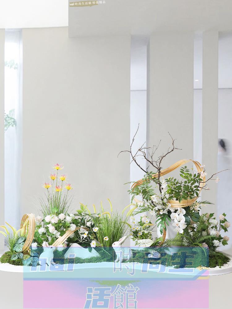 免運 可開發票 模擬綠植造景假花裝飾酒店櫥窗室內景觀植物仿生花藝桌面落地擺件