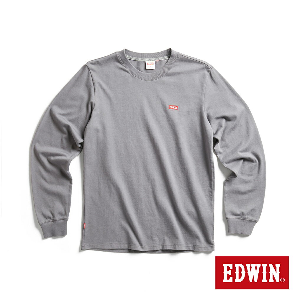 EDWIN 男款 露營系列 背後富士營地LOGO印花長袖T恤(灰褐色)