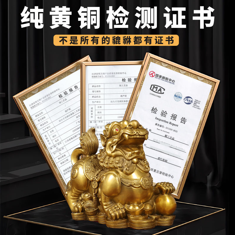 純黃銅貔貅一對公母貔貅擺件風水家用客廳店鋪辦公室家居飾品擺件