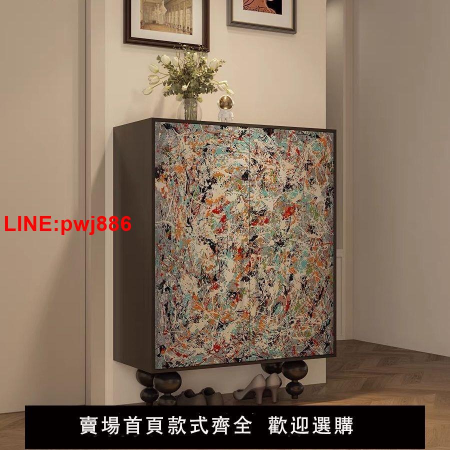 {臺灣公司 可開發票}現代簡約家用進門入戶實木收納鞋櫃樓道走廊門口多功能雙門玄關櫃