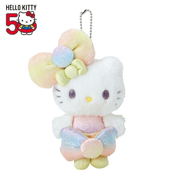 【震撼精品百貨】Hello Kitty 凱蒂貓~日本三麗鷗sanrio KITTY絨毛玩偶吊飾-50週年黃*26565
