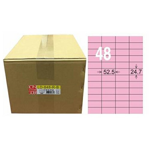 【龍德】A4三用電腦標籤 24.7x52.5mm 粉紅色1000入 / 箱 LD-848-R-B