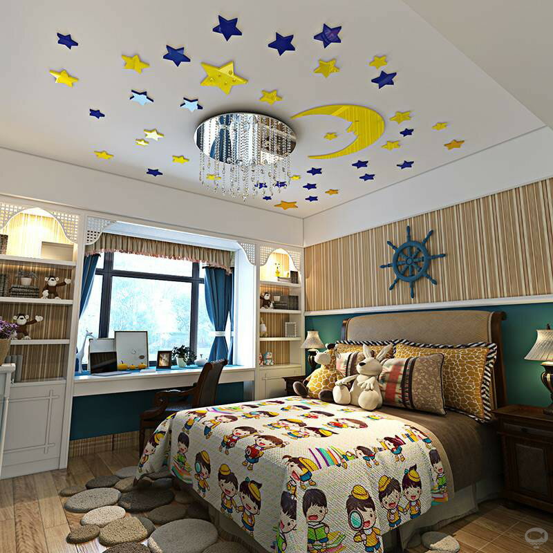 星空3d立體墻貼畫創意客廳天花板吊頂裝飾兒童房屋頂臥室墻壁貼紙