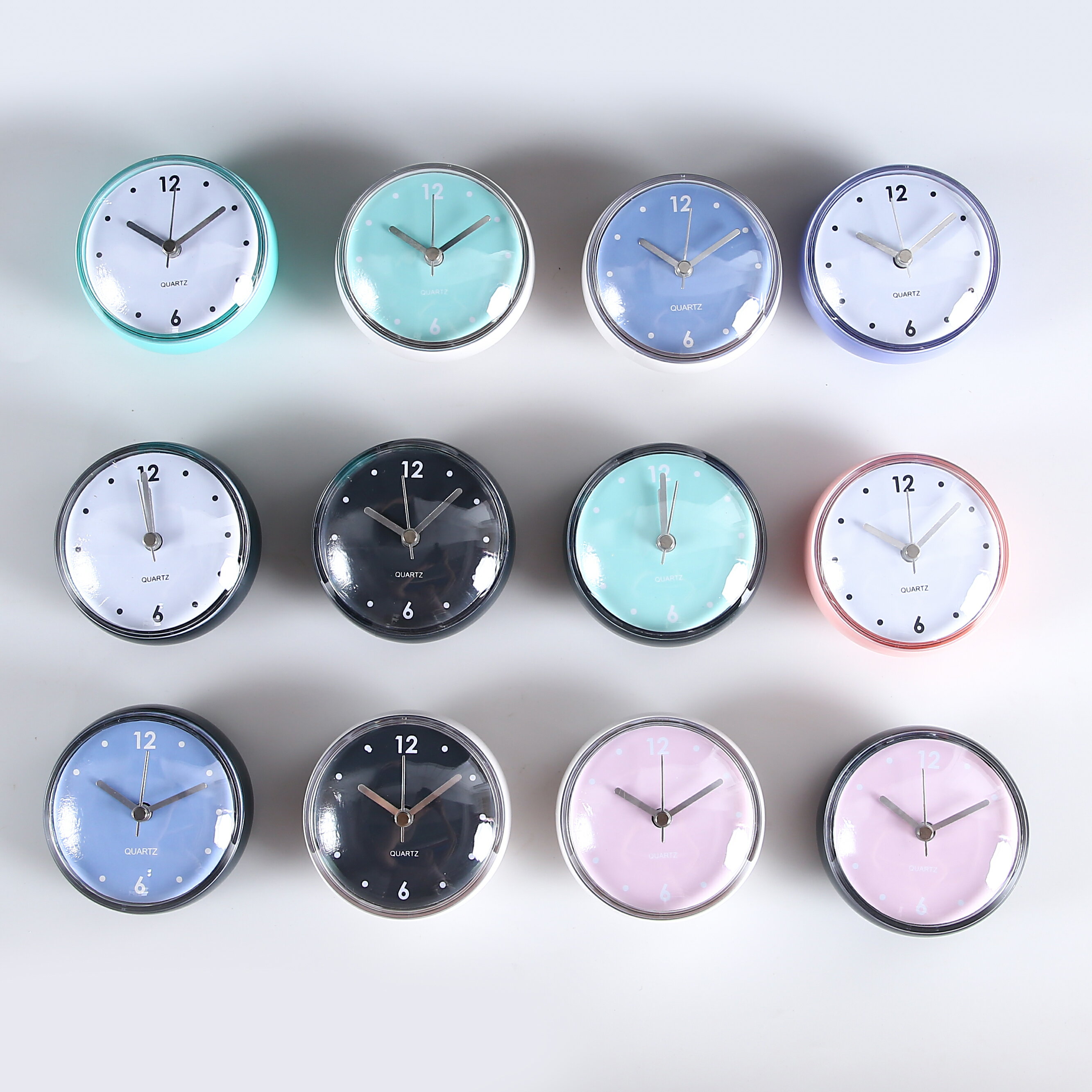 北歐小時鐘吸盤鐘防水浴室鐘廚房鏡子掛鐘 衛生間吸墻貼玻璃鐘表 2