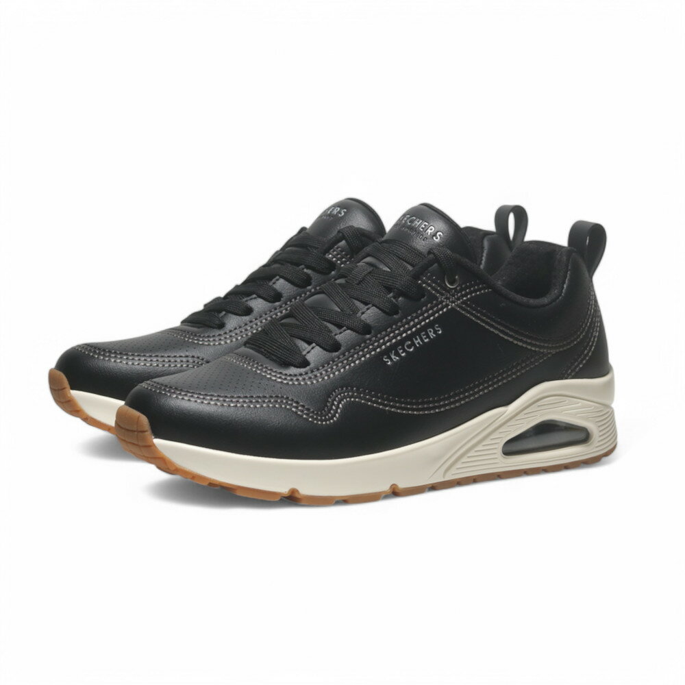 【滿千折百】SKECHERS 休閒鞋 UNO 黑 皮革 氣墊 記憶鞋墊 男 183014BLK