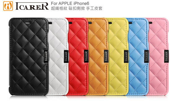 ICARER 超纖格紋 Apple iPhone6s 4.7吋 磁扣側掀 手工皮套 保護殼 保護套【出清】【APP下單最高22%回饋】