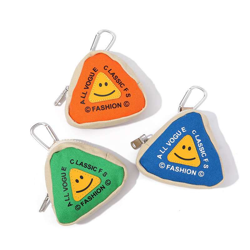 出口韓國三角造型笑臉耳機包零錢包
