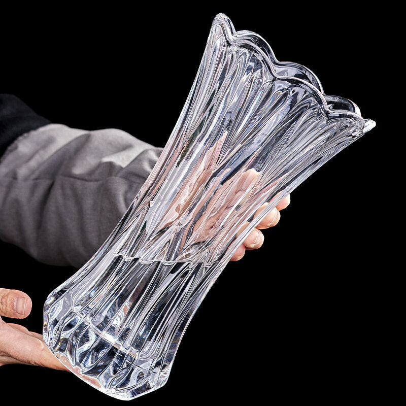 玻璃花瓶透明水培綠蘿富貴竹百合歐式客廳干鮮花插花大號水晶擺件