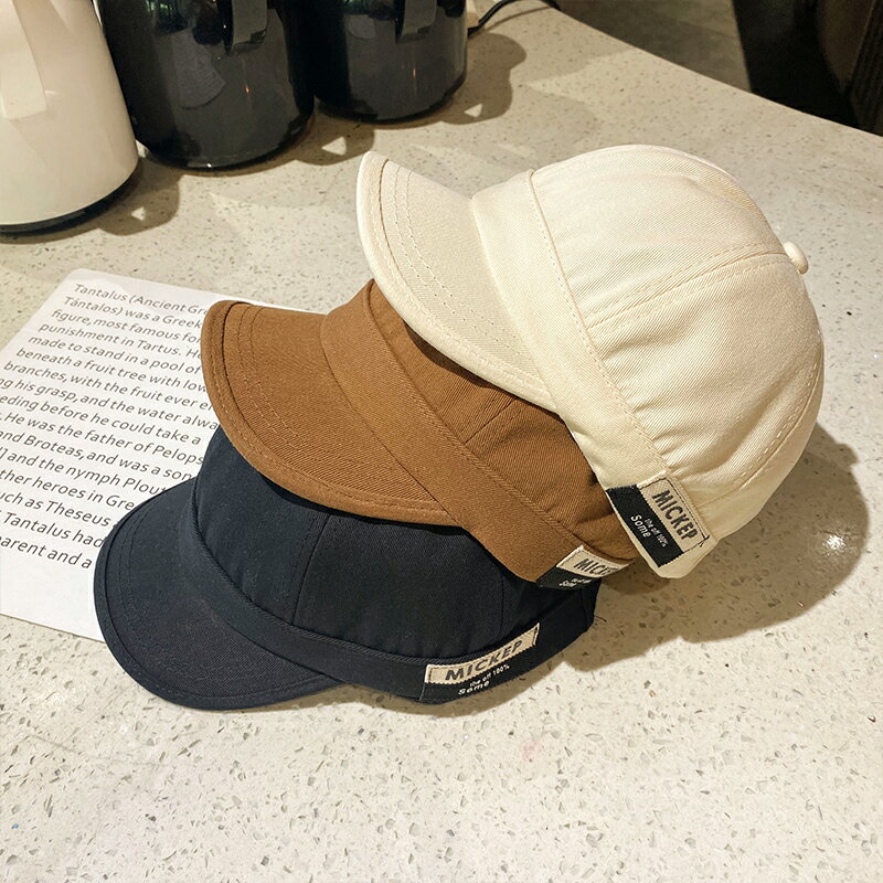 白色短簷棒球帽子女夏季薄款潮流日韓復古字母刺繡鴨舌帽遮陽防曬