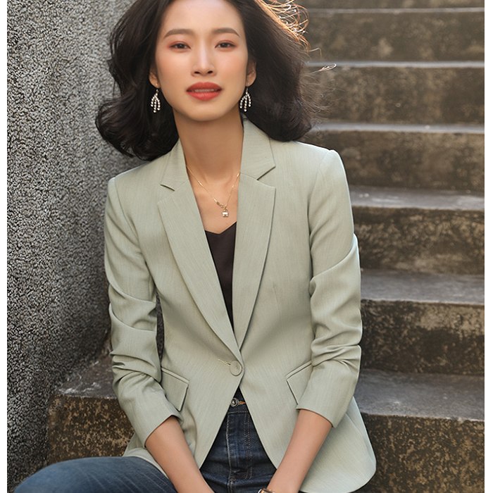 單扣簡約春夏搭配長袖外套[20S108-PF]灰姑娘 0