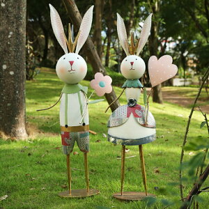 美式復古卡通兔子動物庭院裝飾擺件花園露臺店鋪個性裝飾