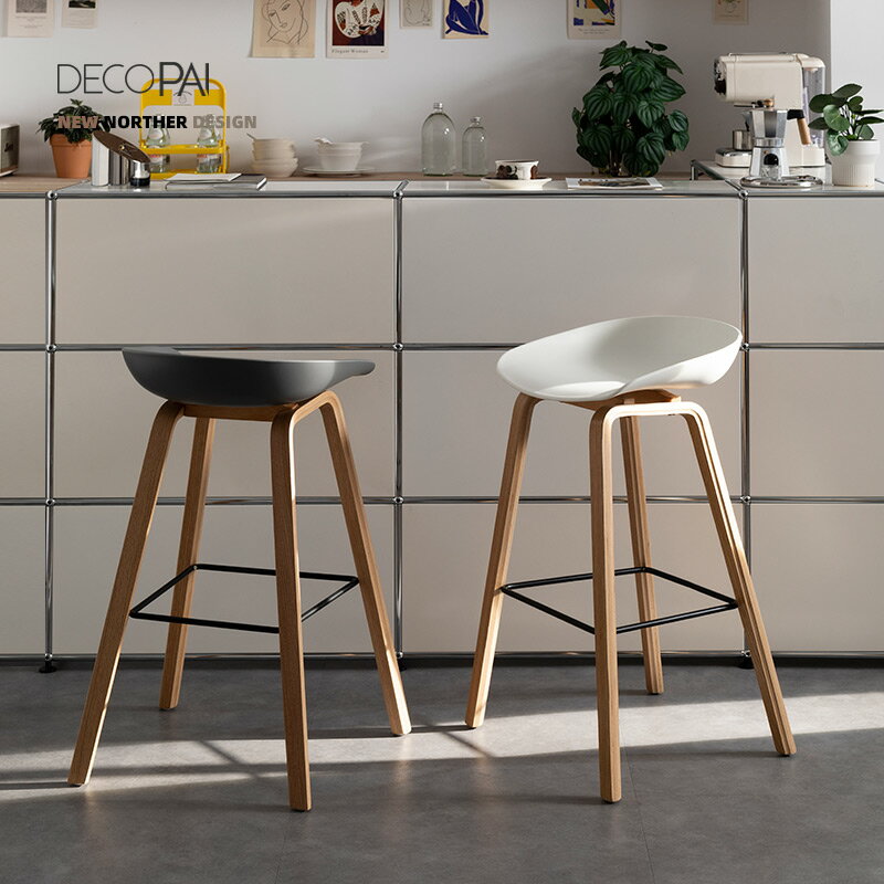 吧臺椅現代簡約家用島臺椅咖啡廳設計師吧臺凳北歐風實木高腳凳