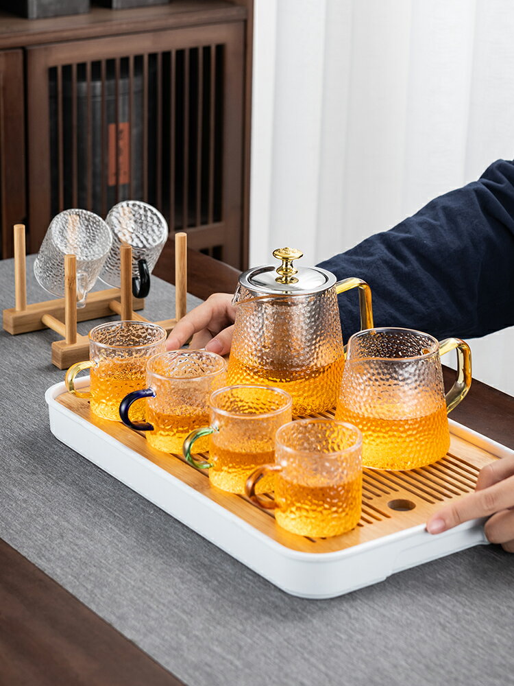 玻璃茶具套裝家用客廳功夫茶杯茶壺泡茶器日式茶盤辦公室會客小套